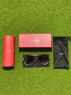 Cartier Clear With Gold & Black Accents Sunglasses
